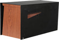 Ilyapa Modern Mailbox for Post Mount - Black Powder Coated Metal Mailbox with Cherry Wood Door - Waterproof for Parcels, Recessed Magnetic Close Door