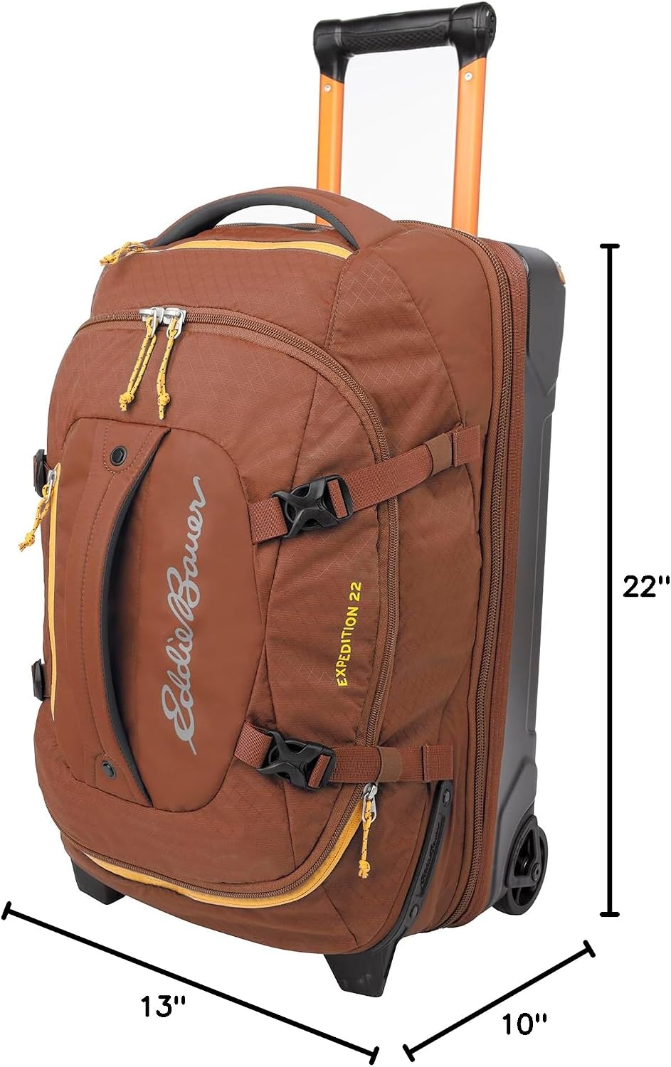 Eddie Bauer Expedition Rolling Duffel Bag with Wheels | Travel | Carry-On | Luggage | Rugged | Durable - Rust, 22'