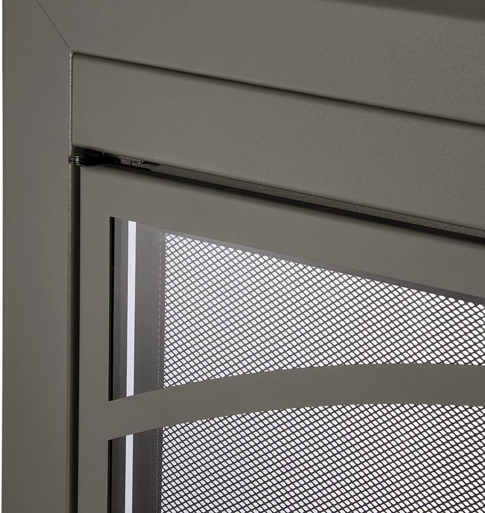 UniFlame - Gerri - Cabinet-Style Fireplace Doors with Smoke Tempered Glass (Color: Gunmetal, Size: Medium - Fits Opening 30in to 37in W x 25.5in to 32.5in H)