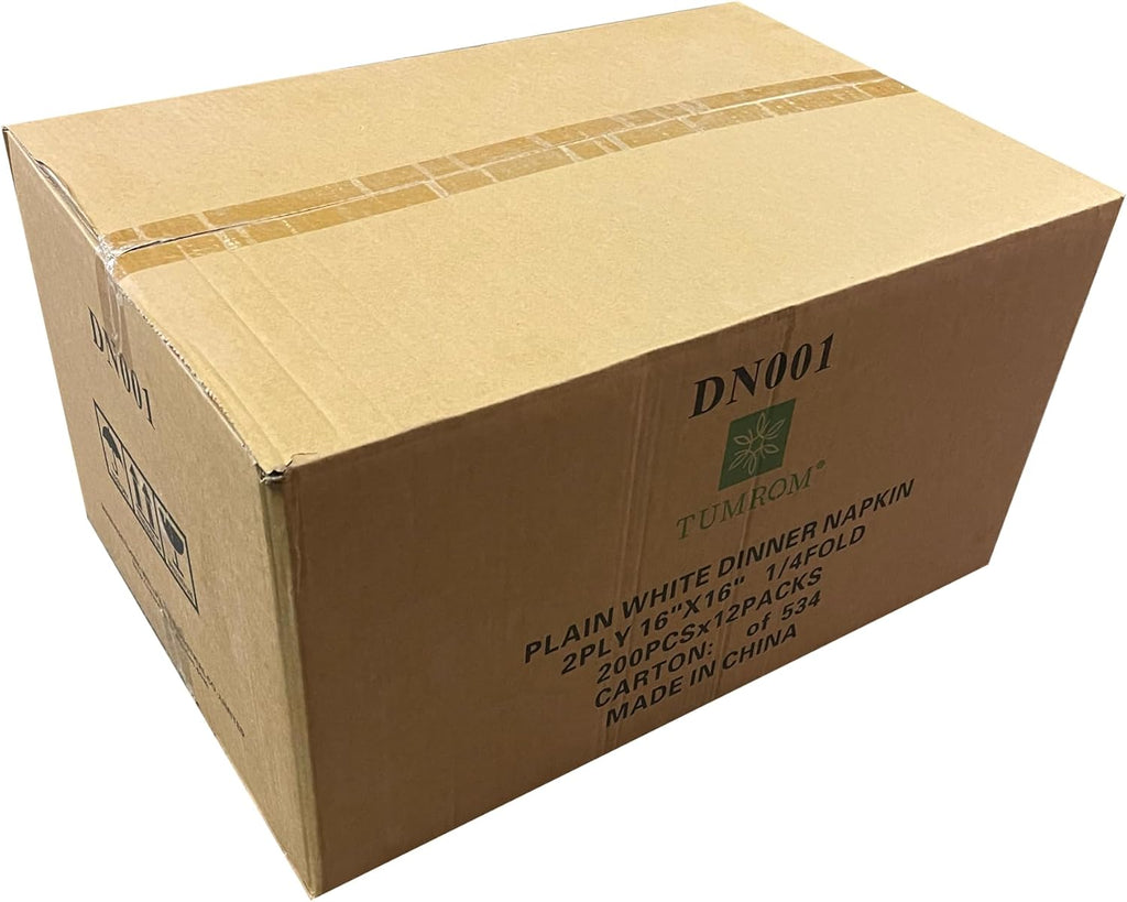 Disposable White Dinner Napkins, 16 x 16 inches, 2-Ply, 1/4 Fold 200/pack (2400)