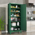 erosoei 75.2'H Metal Kitchen Pantry Storage Cabinet, Storage Cabinets with Adjustable Feet and Shelves,Food Pantries Cupboard for Kitchen, Living Room, Laundry Room and Dinning Room（Green）