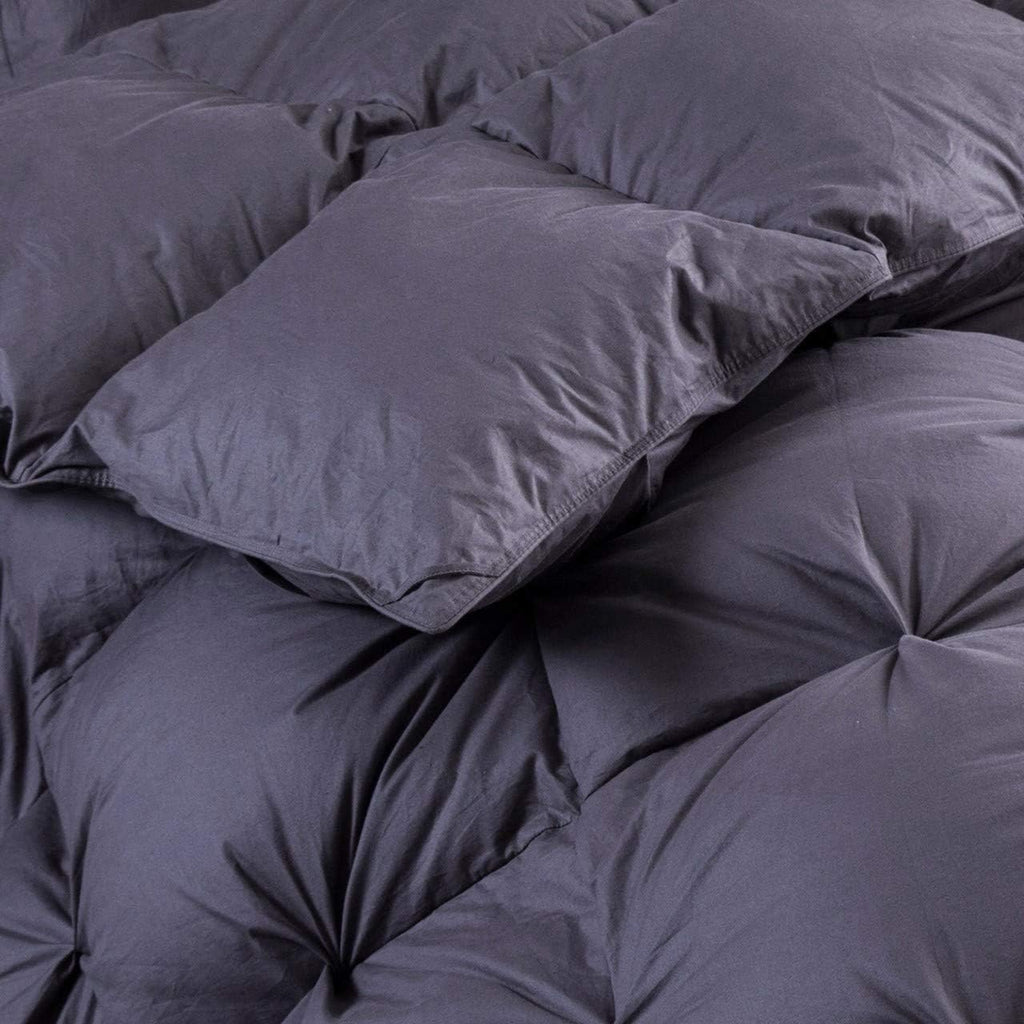 All-Season Luxurious Goose Down Comforter King Size Duvet Insert, Premium Pinch Pleat Design, 1200 Thread Count 100% Egyptian Cotton, 750+ Fill Power, 80 oz. Fill Weight (King, Gray)
