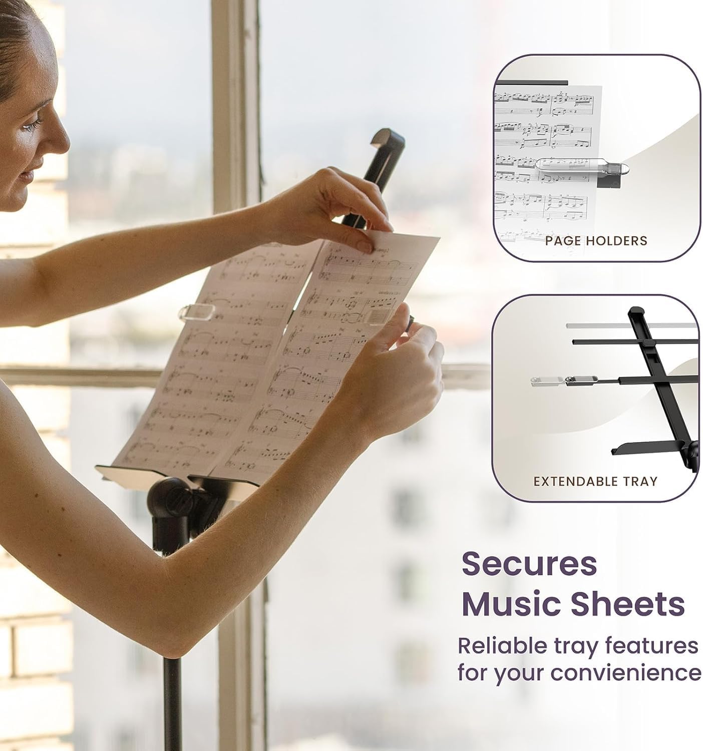 KraftGeek 66' Foldable Music Stand for Sheet Music with Carrying Case