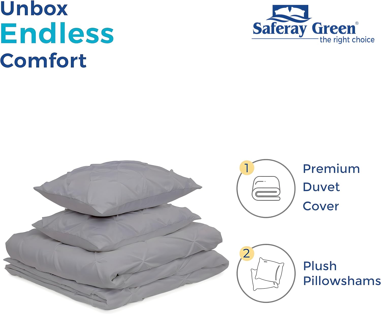 Pinch Duvet Cover Set Oversized Queen Size 1 Duvet Cover with 2 Pillow Shams 3-Pc Comforter Cover with Zipper Closure & Corner Tie 100% Egyptian Cotton Cover (98x98 Inch, Silver)