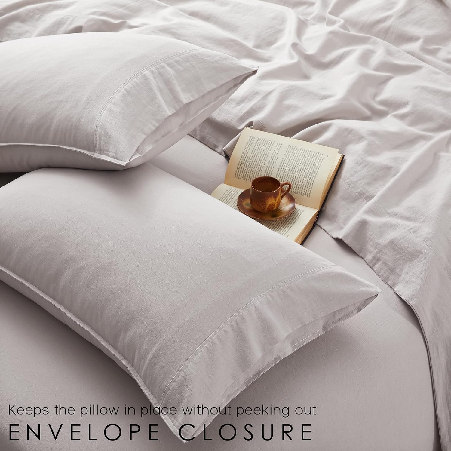 4Pcs Linen Sheets Flex Top Split Head King Size, 100% French Linen from Normandy, Natural Linen Split Head King Sheet Set with 16 Inch Deep Pocket, 1 Flat Sheet, 1 Fitted Sheet, 2 Pillowcases