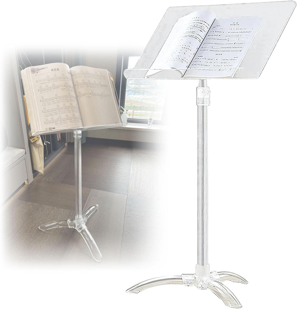 WORDFUN Clear Sheet Music Stand, Acrylic Music Book Stand, Orchestral Music Stand, Height Adjustable, Stable ButterflyMusic Stand for Sheet Music, Easy to Carry