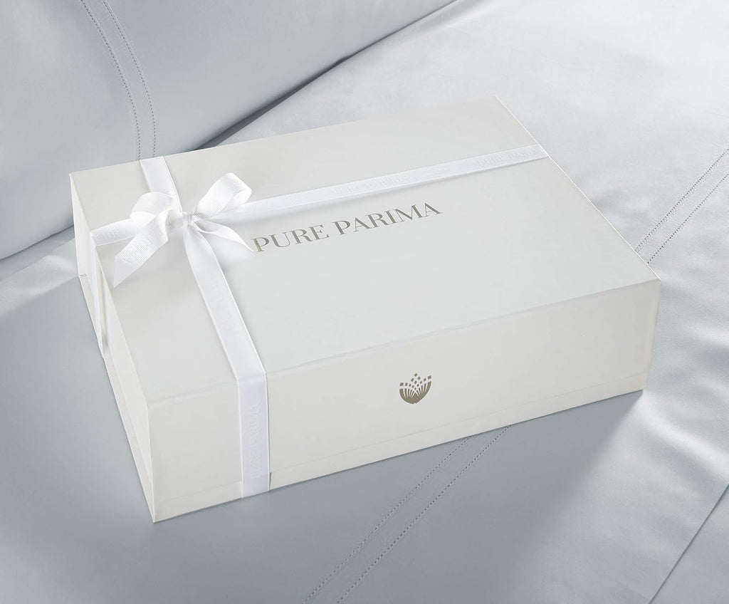 Pure Parima Yalda Duvet Cover Set – 100% Certified Egyptian Cotton, Double-Hem Stitch, Queen, ICY Blue