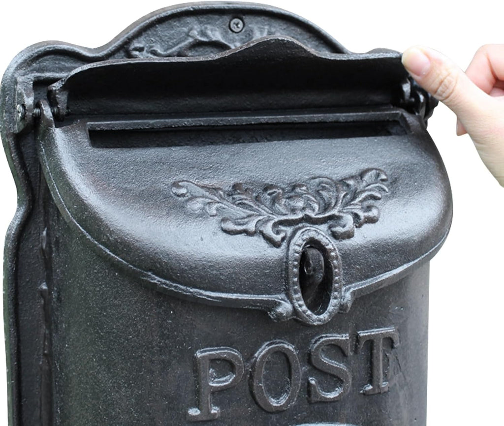 Vintage Style Wall Mount Mailboxes, Lockable Metal Mailbox, Heavy-Duty Post Box for House Outside, Nostalgic Charm Home Decor 10 x 4 x 15 Inch