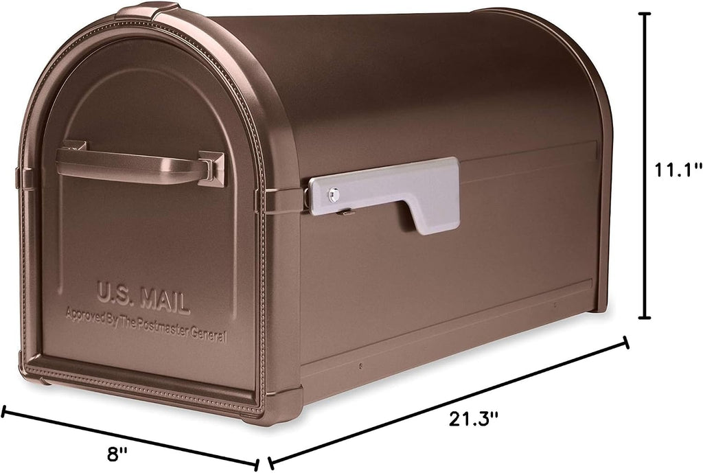 Mayne 580B00300 25x8 Black Newport Mail Post and Hillsborough 5593C-CG-10 Copper Galvanized Steel Large Capacity Post Mount Mailbox