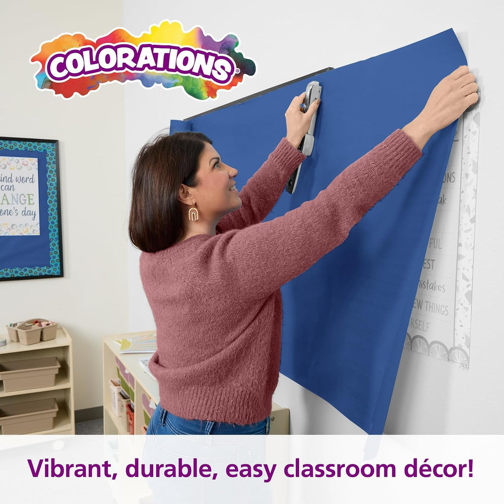 Colorations Arts and Crafts Paper Roll - 36' x 1000', Dark Blue , Dual Surface, Markers, Finger Paints, Painting, Watercolors, Acrylic Paints, Wall Art, Bulletin Board Paper, Kids Crafts