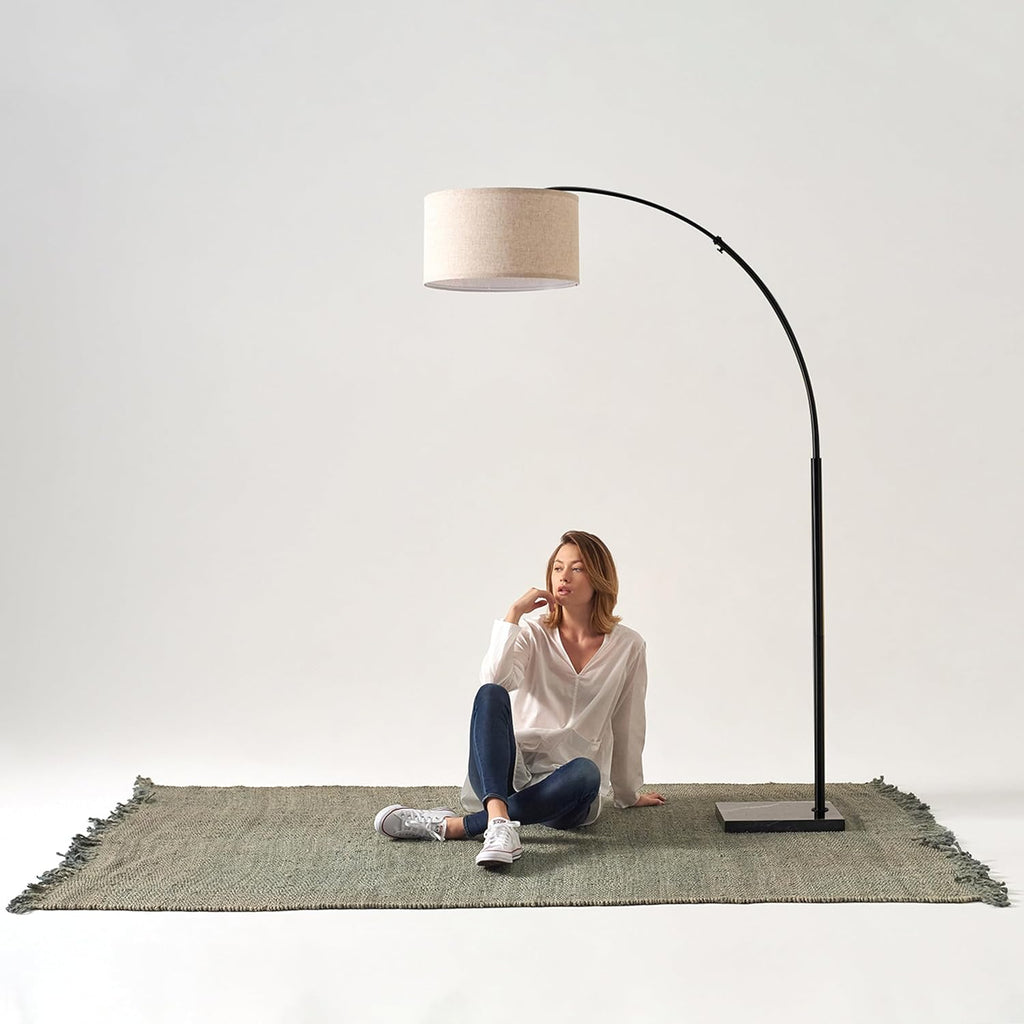 Brightech Logan Arc Floor Lamp, Bright Standing Lamp for Living Rooms, Offices & Bedrooms, Modern Living Room Décor, Tall Hanging Floor Lamp for Reading and More – Black