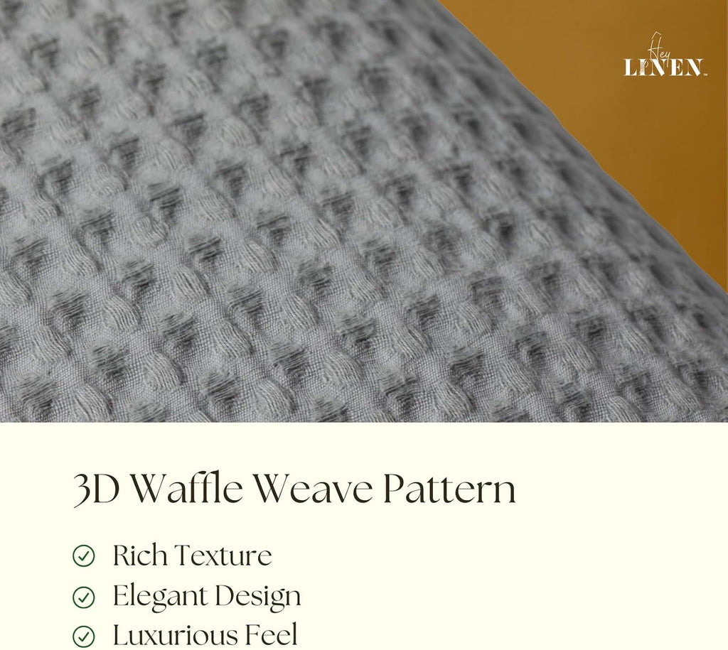 Luxury Organic Cotton Waffle Weave Duvet Cover King Set with Pillowcase|100% Egyptian Cotton 600 TC|Soft Breathable Cooling Comforter Cover with Buttons and Corner Ties|Size 104x90 Gray