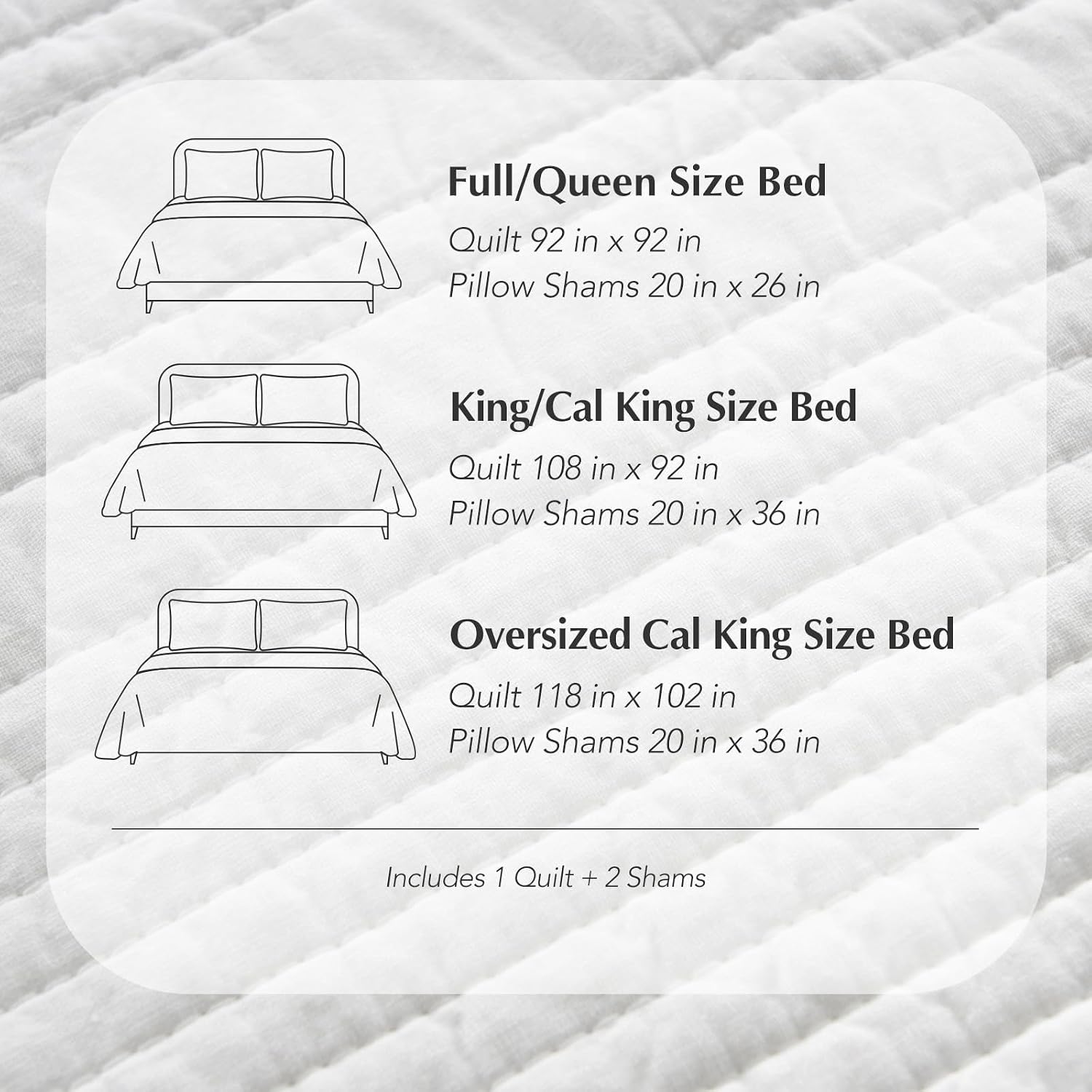 EVERGRACEHOME 100% Cotton Modern Lines Quilt Set Oversized King, Pre-Washed Soft Striped Coverlet Bedspread, 3 Piece Lightweight Bedding Set for All Season, with 2 Pillow Shams, Bright White