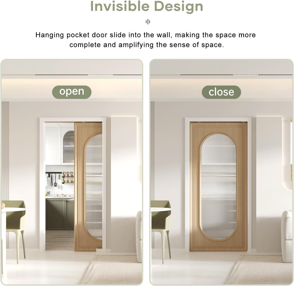 EaseLife 34x80in Pocket Doors Frame Kit with Two-Way Soft Close Mechanism for 2X4 Studs Wall,Sliding Hardware for 24'-34' Wide Door,Aluminum,Slide Smoothly Quietly,Easy Install,No Door