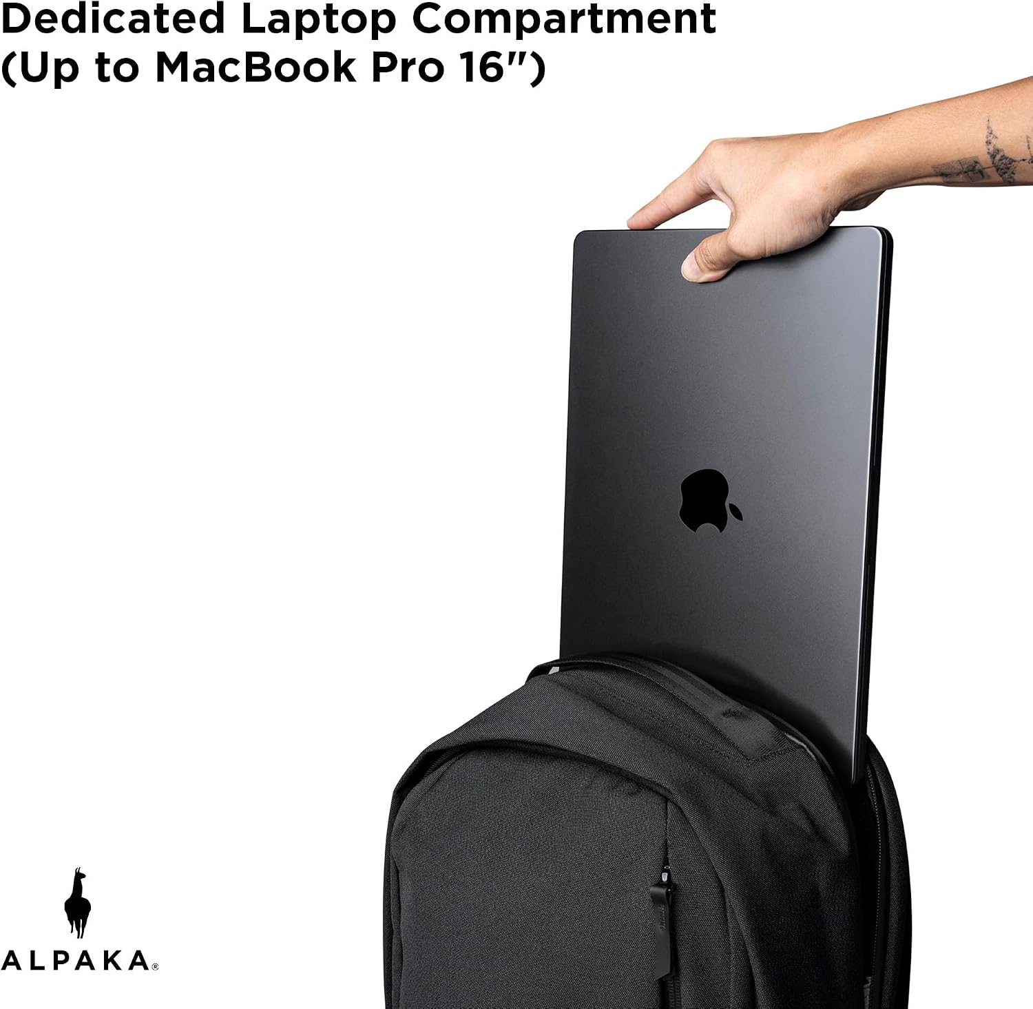 ALPAKA Metro Backpack Pro for Men 24L - Fits 16' Laptop Business Travel Backpack with YKK Zippers, MOD Key Leash & Luggage Pass-through, Durable Padded and Weatherproof Work Bag,Axoflux 600D (Black)