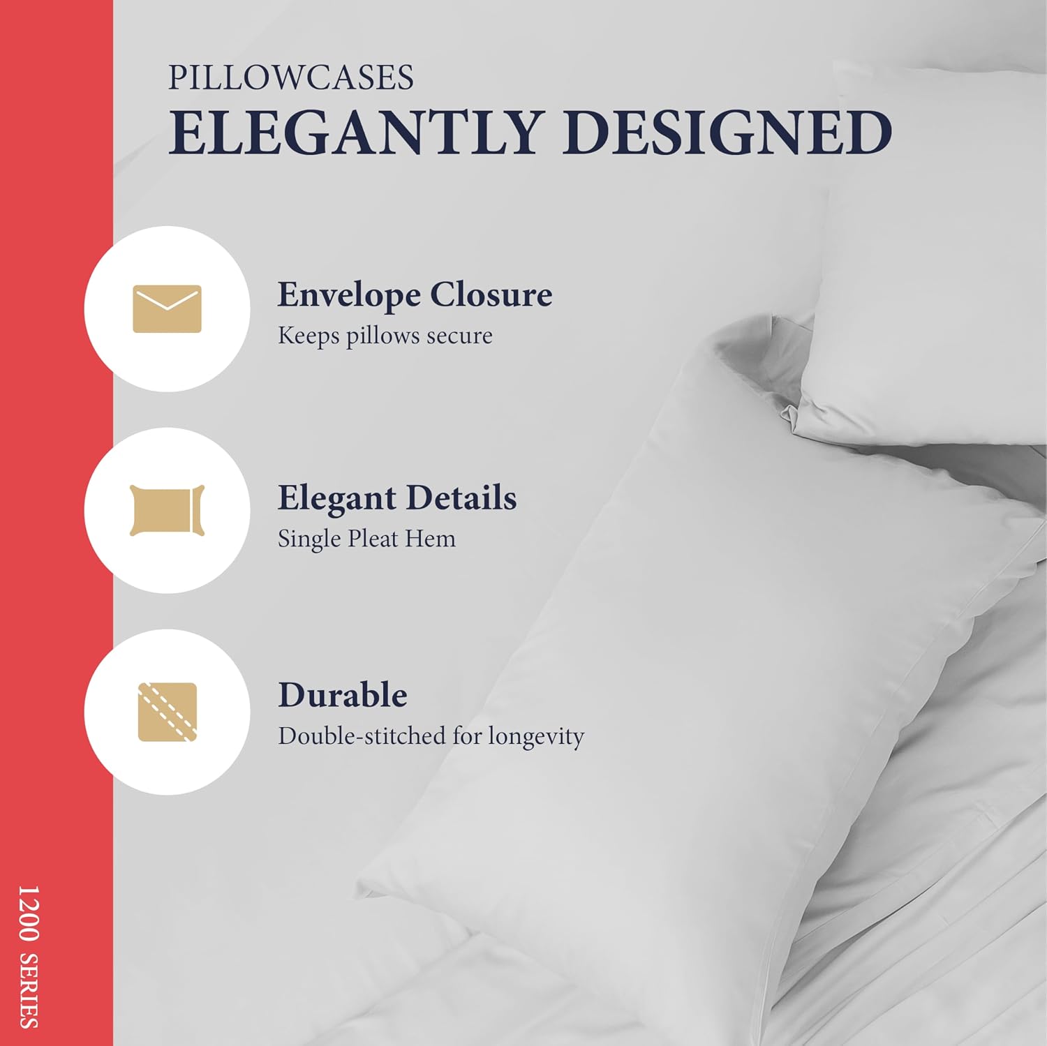 100% Egyptian Cotton King Size Sheets Set - Luxury 1200 Series Signature Collection Egyptian Cotton Sheet (4 PC, Light Grey), Soft Cooling, Sateen Weave, 17' Deep Pocket Hotel Bed Set