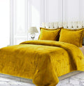 Velvet Comforter Set Oversized Queen 3 Piece (Comforter + 2 Pillowcases) Light Gold 600 GSM