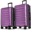 KYME Luggage Sets 2 Piece Suitcase Set Hardshell 20 inch/24 inch Luggage with Spinner Wheels Hardside PC+ABS Checked Medium Suitcase with TSA Lock for Women Dark Purple