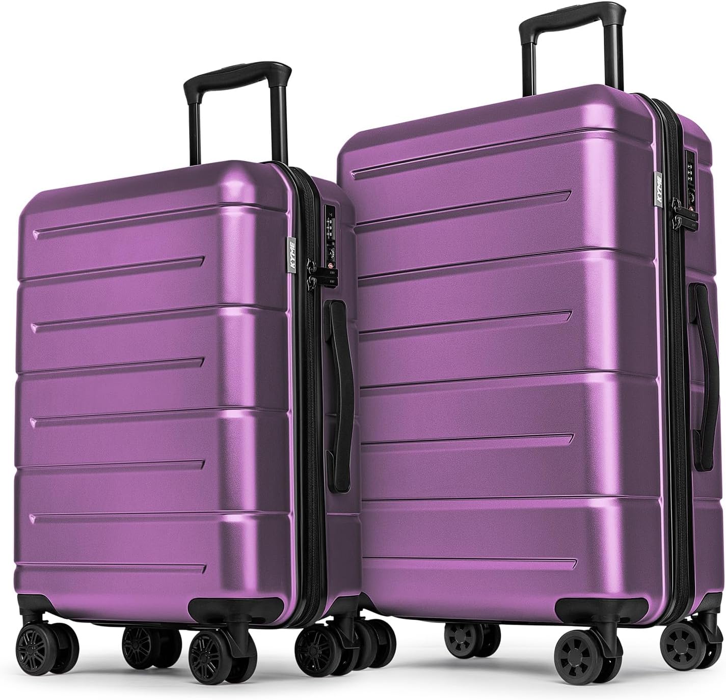 KYME Luggage Sets 2 Piece Suitcase Set Hardshell 20 inch/24 inch Luggage with Spinner Wheels Hardside PC+ABS Checked Medium Suitcase with TSA Lock for Women Dark Purple