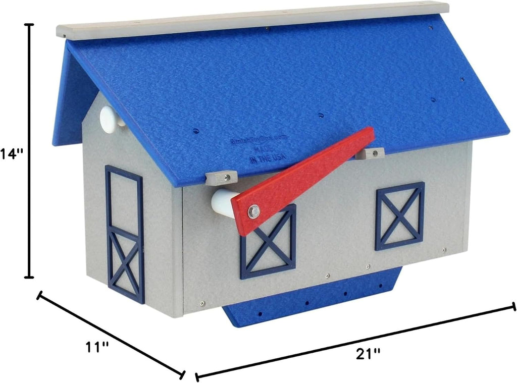 Poly-Lumber Mailbox, Post Mount, UV-Resistant, (Blue and Light Gray)