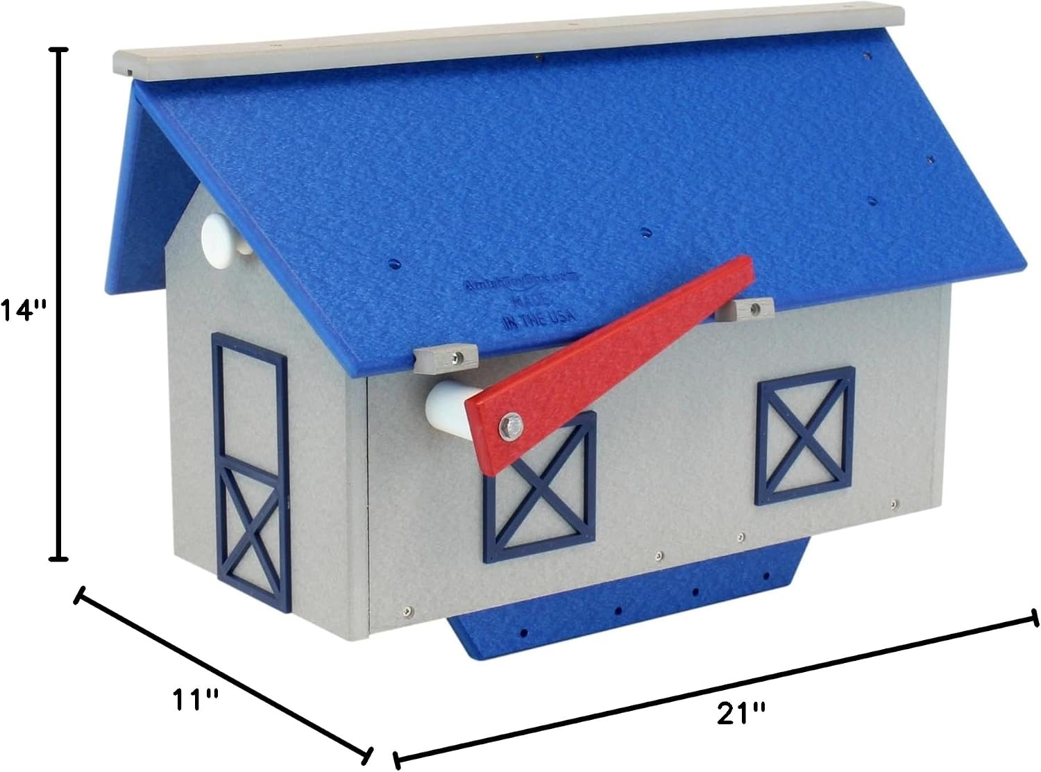 Poly-Lumber Mailbox, Post Mount, UV-Resistant, (Blue and Light Gray)