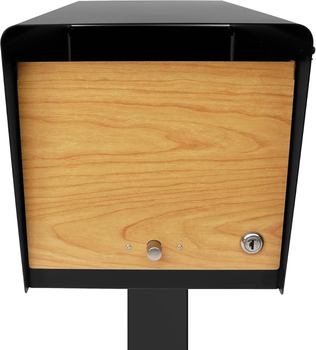 Movo Home Charles Mailbox, Post Mount Curbside, Security Lock, Large, Black