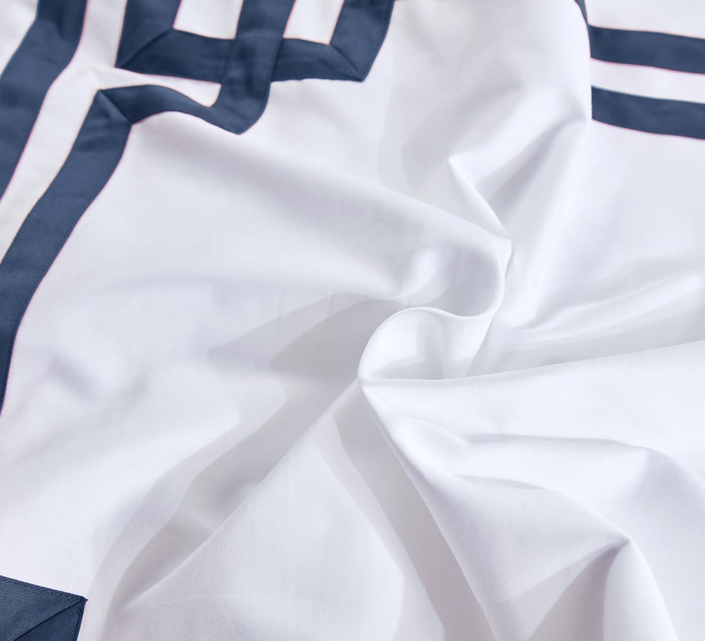 3 Pcs Do Not Include Filling Duvet Cover Set 100% Egyptian Cotton Sateen Luxury 400 TC (White Navy, Full)