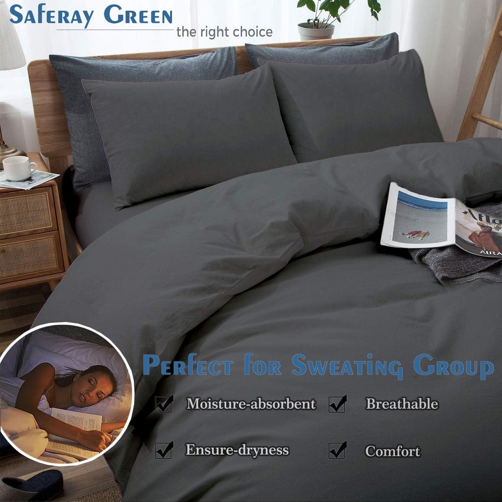 Dark Gray Duvet Cover Set Oversized Queen Size 1 Duvet Cover with 2 Pillow Shams 3-Pc Comforter Cover with Zipper Closure & Corner Tie 100% Egyptian Cotton Cover (98x98 Inch, Dark Gray)