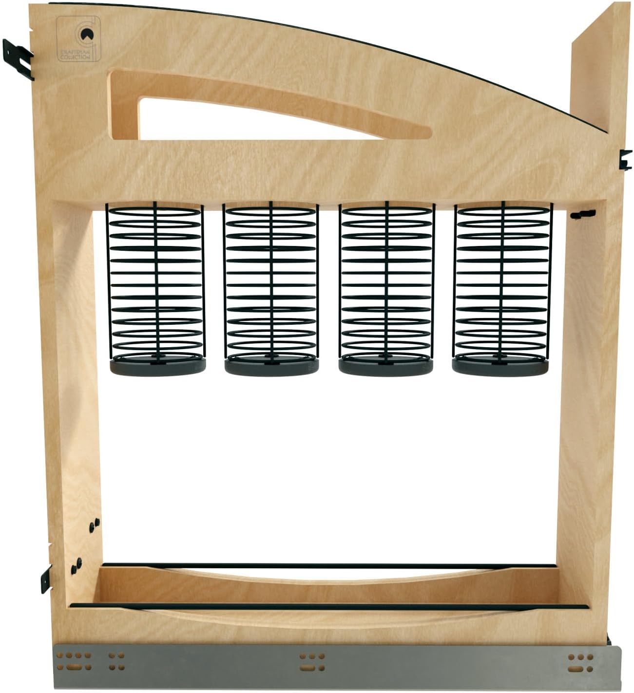 Rev-A-Shelf 5' Craftsman Collection Solid Maple Utensil Pullout Organizer w/Black Accents and BLUM Soft-Close Slides for 9' Base Cabinets
