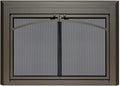 UniFlame - Gerri - Cabinet-Style Fireplace Doors with Smoke Tempered Glass (Color: Gunmetal, Size: Medium - Fits Opening 30in to 37in W x 25.5in to 32.5in H)