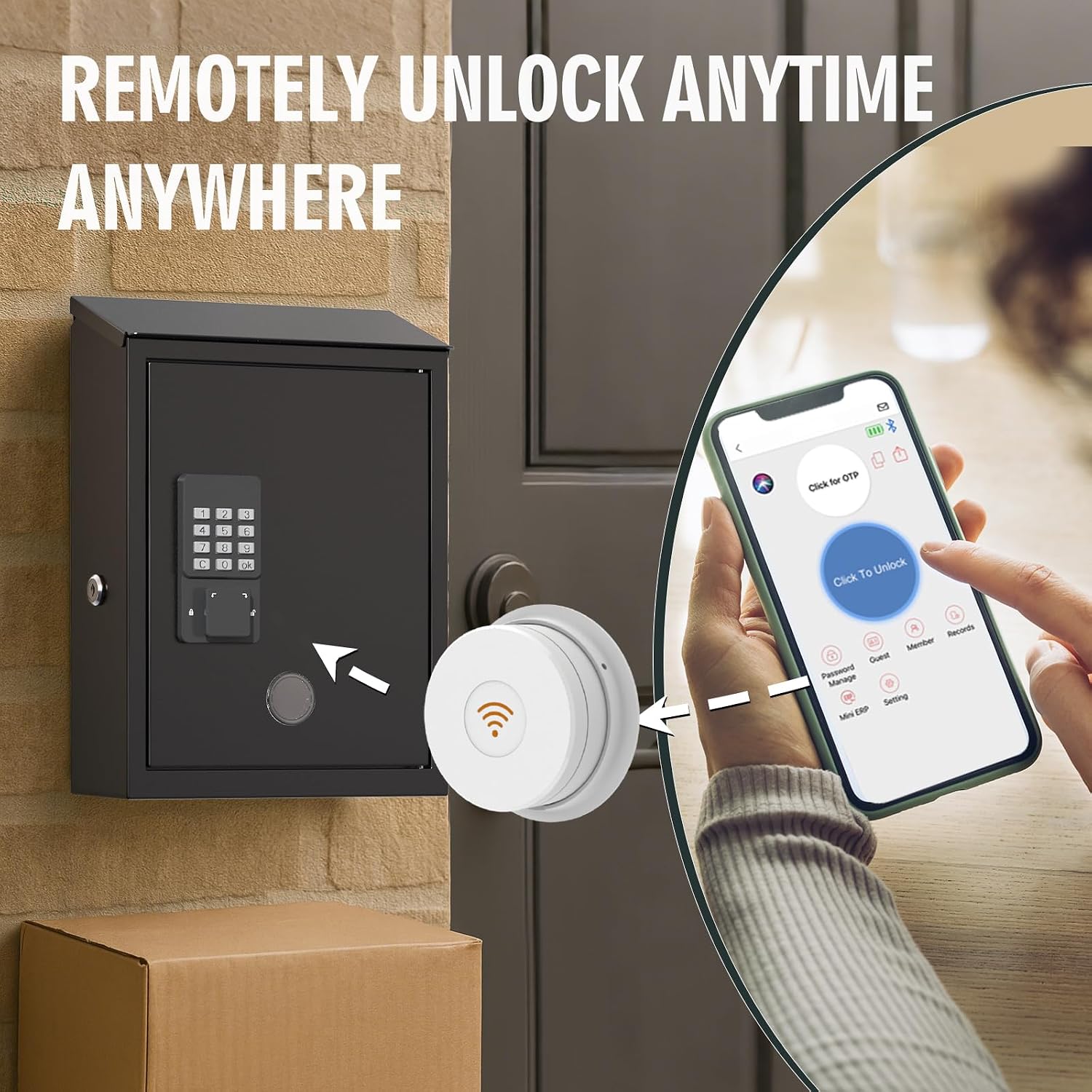 WeHere Mailbox with Electronic Lock, Wall Mount Locking MailBoxes for House, Metal Suggesion Box, Business Key Drop Box, OTP/Fixed Code/Key Unlock, Large Capacity, Black
