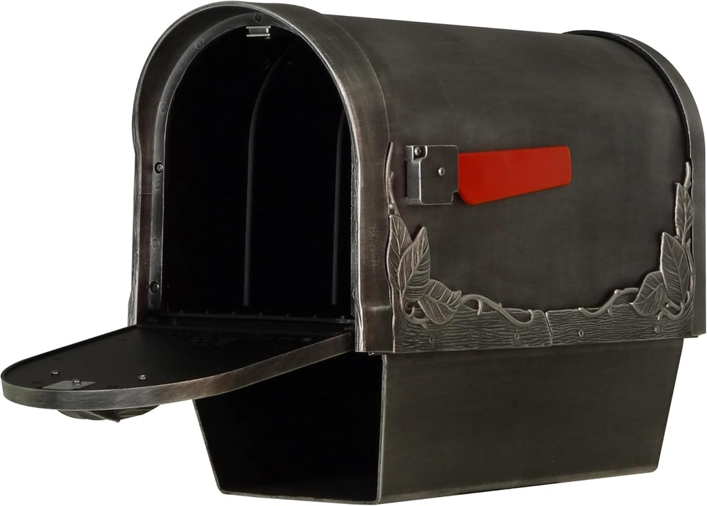 Special Lite Floral Curbside Mailbox with Paper Tube - Swedish Silver Aluminum Mailbox for Post Mount - SCF-2003-SW