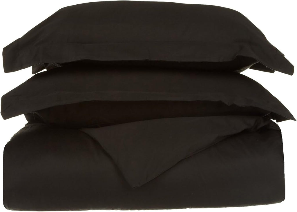 Superior Egyptian Cotton 650 Thread Count Duvet Cover Set, Bed Covers, Includes 1 Duvet Cover, 2 Pillow Shams, Bedding Essentials, Master, Guest, Hotel Bedroom Decor, Full/Queen, Black