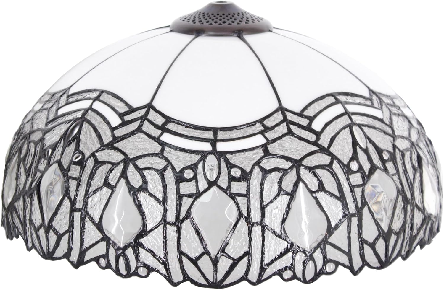 Large Tiffany Lampshade Replacement Only Colored Glass Lampshade 16 Inches Suitable for Desk Lamps, Floor Lamps, Pendant Lamps, Home and Office Decoration (White Baking Bend)