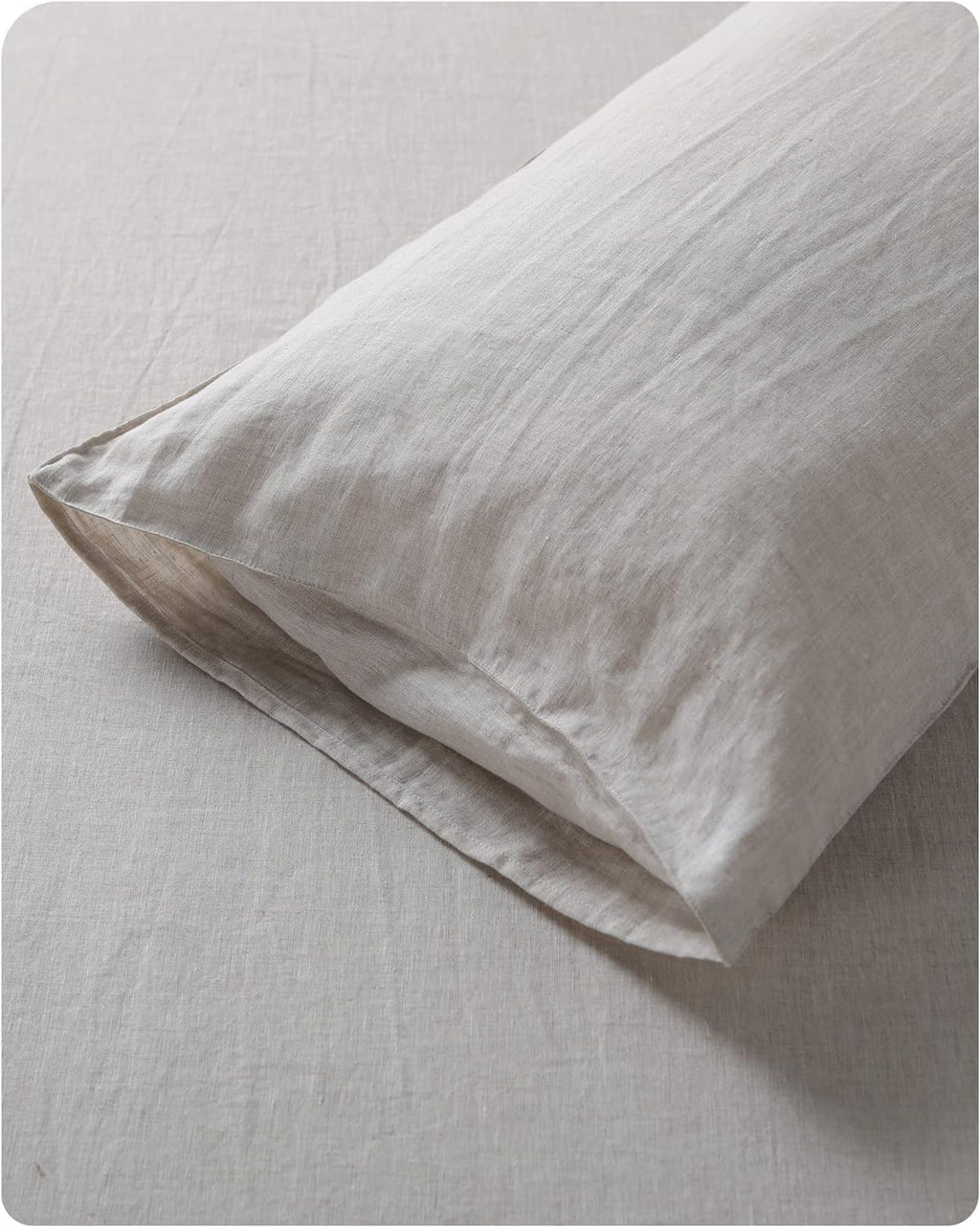 XZ XIFA King Standard Pillowcases - 2 Pack - Envelope Closure - 100% Natural Washed French Flax, Breathable, Durable, Textured Pillow Covers 20'x36'(King Standard, Linen/Natural Linen)
