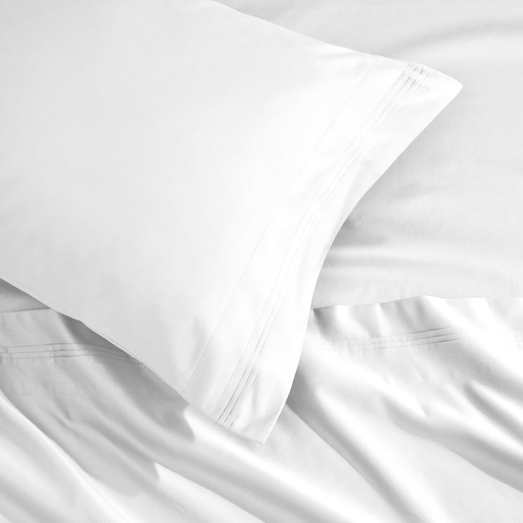 Superior Egyptian Cotton 4 Piece Sheet Set, Luxury 1500 Thread Count, Modern Design, Sustainable Sheets, Ultra-Soft Basics, Solid, Deep Pocket Fitted Sheet, Flat Sheet, Pillowcases, Queen, White