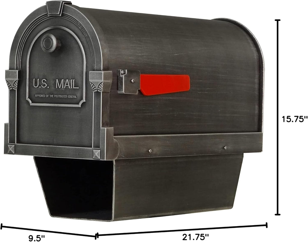 Special Lite Savannah Curbside Mailbox with Paper Tube - Swedish Silver Aluminum Mailbox for Post Mount - SCS-2014-SW