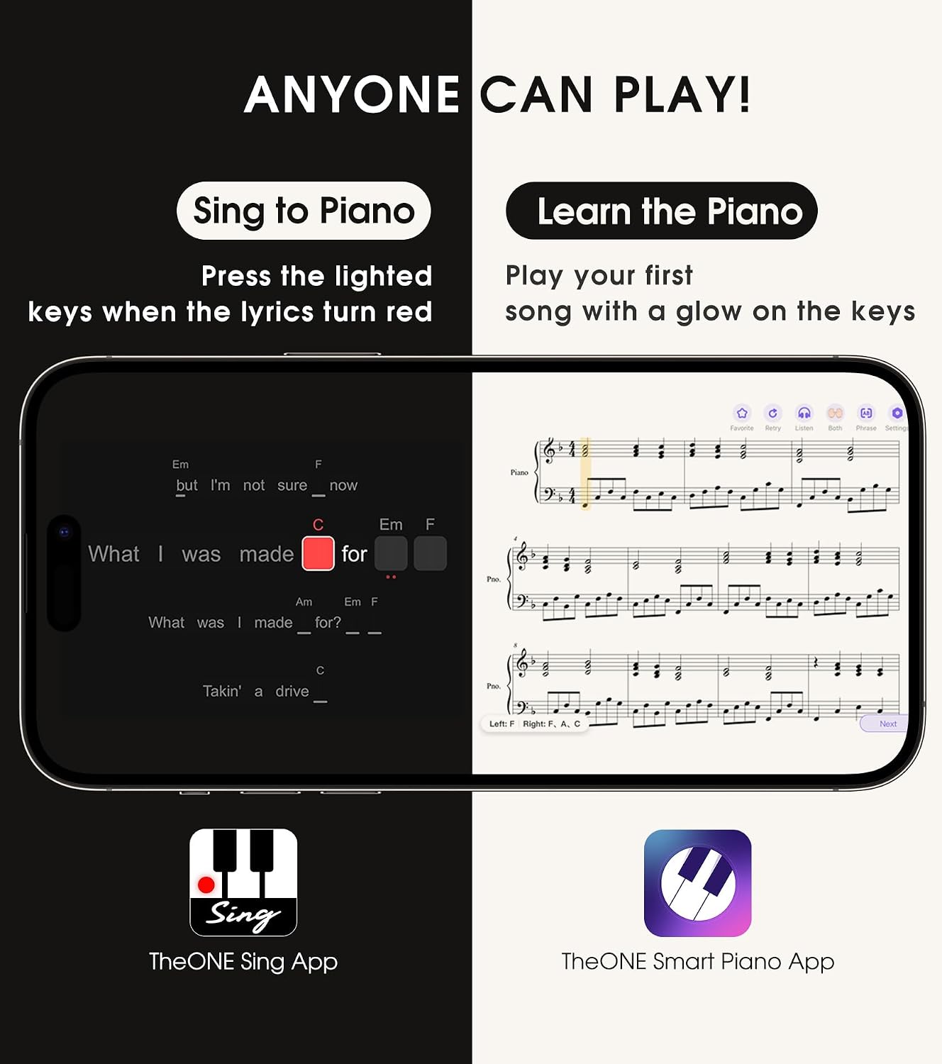 The ONE Keyboard Piano Sing, 61 Keys Piano Keyboard For Singing & Practice with Bluetooth, Sheet Music Stand and Huge Library of Songs for Sing-Along, Electric Piano For Music Lover & Beginner (Red)