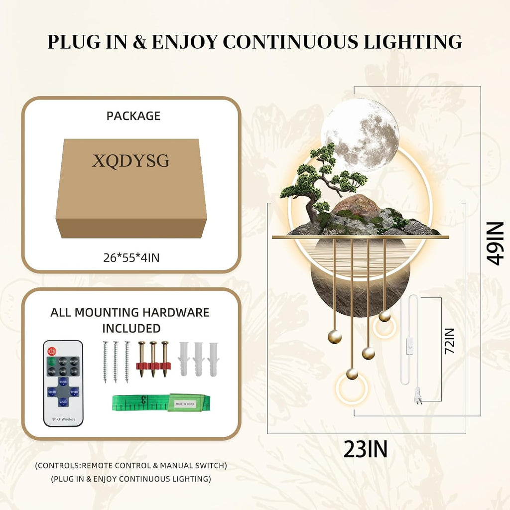 3D Wall Sculptures Painting Hanging Plug-in Power Supply Home Decor Wall 3D Wall Art Decoration - LED for Living Room, Office Bedroom, Hotel Decor(Stylle A,23.62 * 49.21)