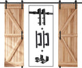 EaseLife 10 FT Double Sliding Barn Door Track and Handle Hardware Kit,Straight Pulley,Slide Smoothly Quietly,Easy Install (10FT Track Kit for 27'~30' Wide Double Door)
