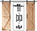 EaseLife 12 FT Double Sliding Barn Door Track and Handle Hardware Kit,Straight Pulley,Slide Smoothly Quietly,Easy Install (12FT Track Kit for 33'~36' Wide Double Door)