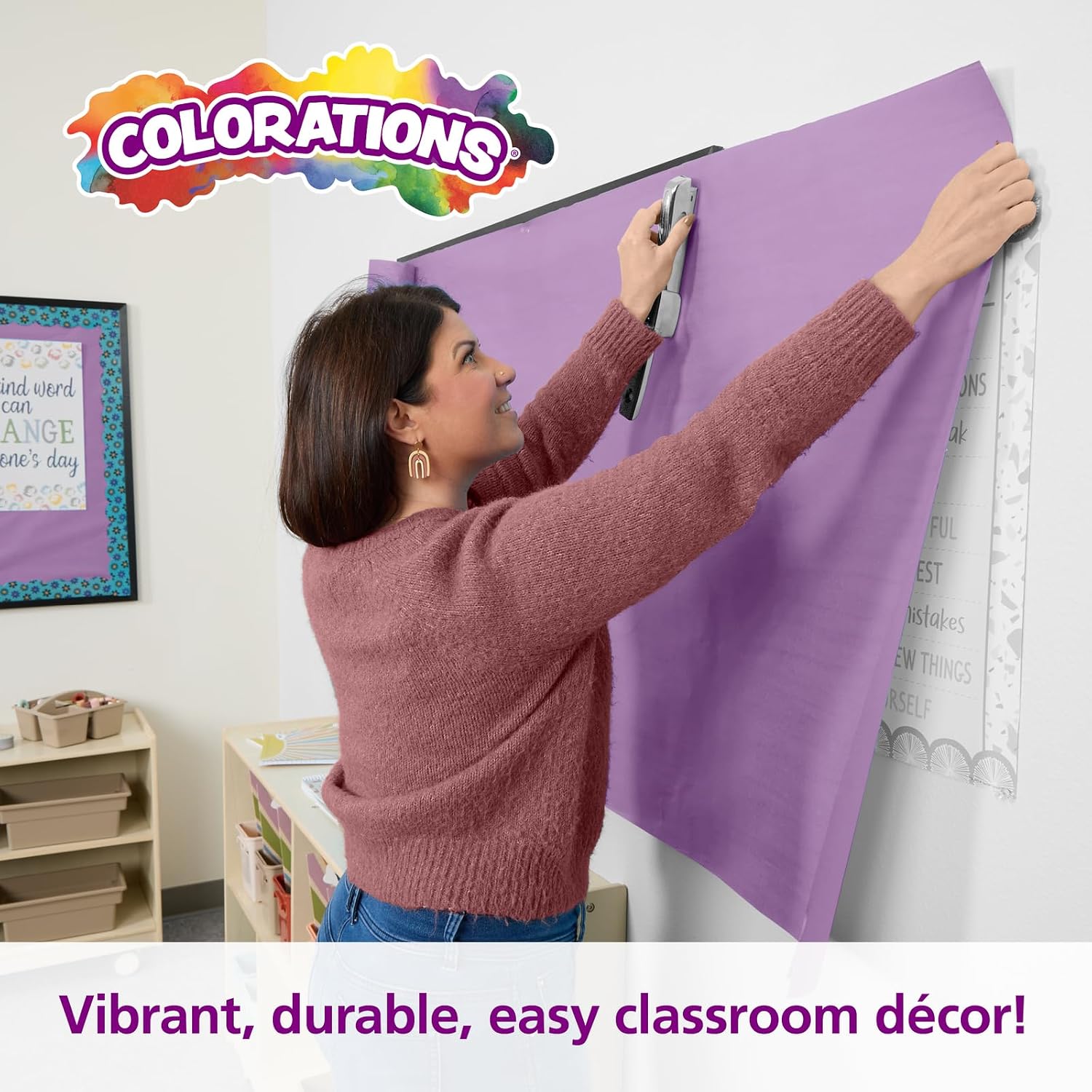 Colorations Dual Surface Paper Roll, Purple, 36' x 1000', Textured Paper, Classroom Craft & Art Supplies, Bulletin Board, Gift Wrapping, Chalkboard Wallpaper