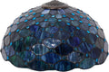 Large Tiffany Lamp Shade Replacement Only 16Inch Stained Glass Lampshade Fit For Table Lamps FLoor Lamp Ceiling Fixture Pendant Hanging Light Home Office Decoration (Blue Beads)