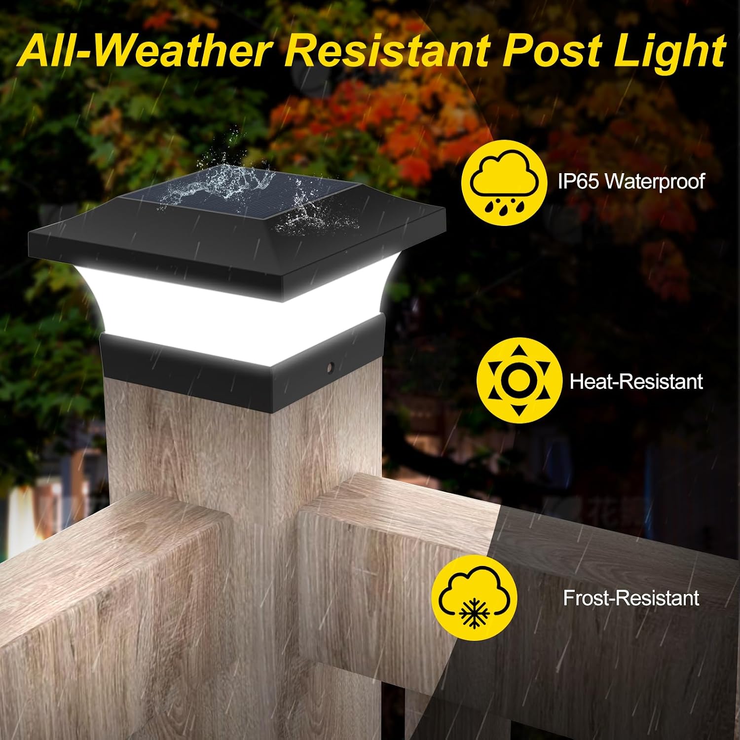 T-SUN Solar Post Lights, 12 Pack Waterproof Outdoor Solar Post Cap Lights for 4X4 Wooden Posts, 6000K Cool White LED Lighting, Deck, Patio Garden Decor or Fence