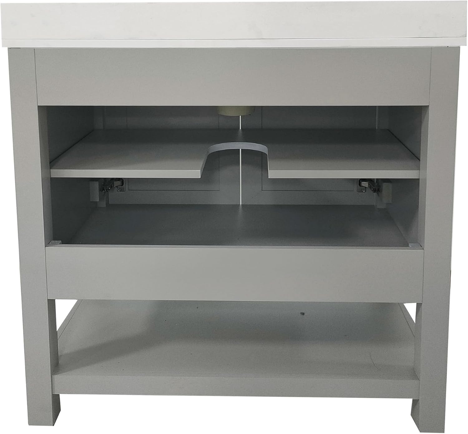 Flash Furniture Vega 30 Inch Bathroom Vanity with Sink Combo, Storage Cabinet with Soft Close Doors and Open Shelf, Carrara Marble Finish Countertop, Gray/White
