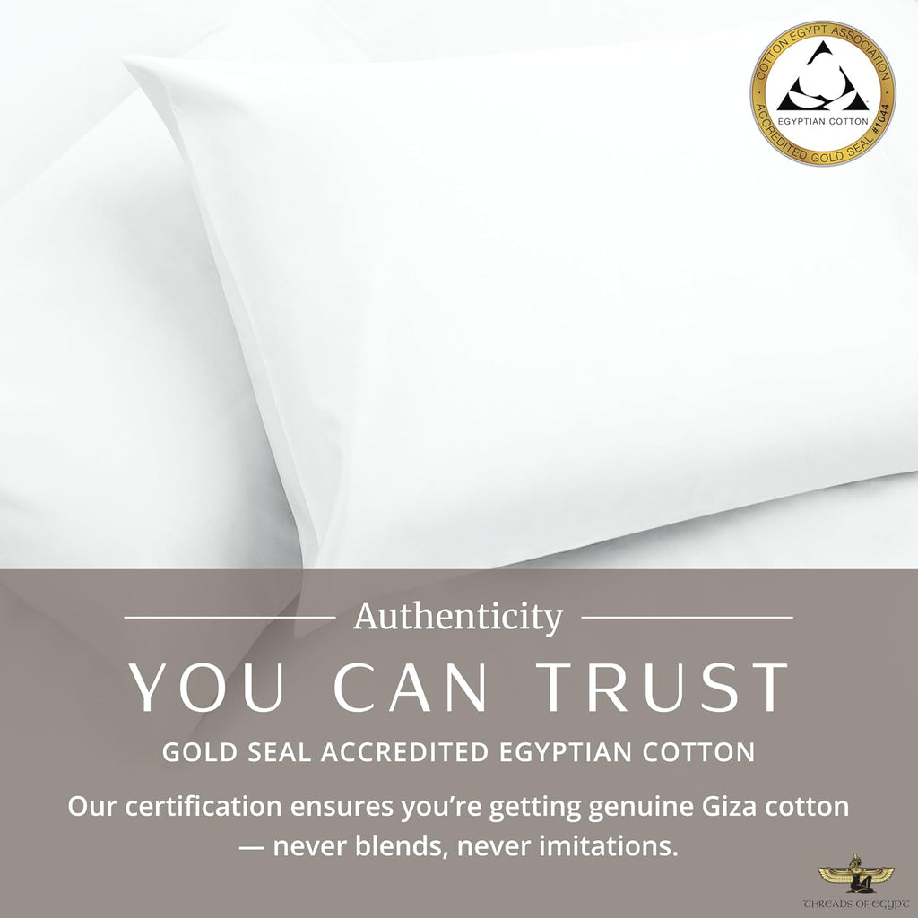 100% Egyptian Cotton Sheets Split King Size | 400 Thread Count | CEA Gold Seal Certified | Ultra Soft | Cooling for Hot Sleepers | 18' Deep Pocket | Split King Size [White]
