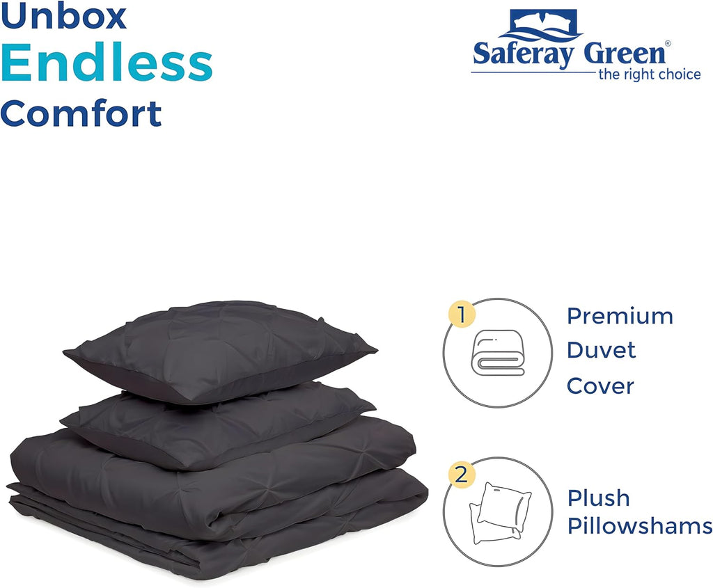 Pinch Duvet Cover Set Oversized Queen Size 1 Duvet Cover with 2 Pillow Shams 3-Pc Comforter Cover with Zipper Closure & Corner Tie 100% Egyptian Cotton Cover (98x98 Inch, Dark Gray)