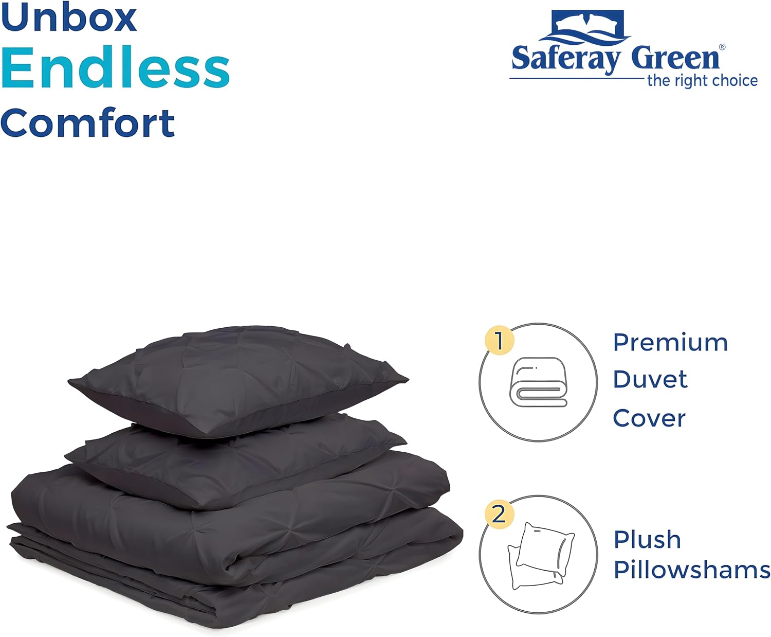 Pinch Duvet Cover Set Oversized Queen Size 1 Duvet Cover with 2 Pillow Shams 3-Pc Comforter Cover with Zipper Closure & Corner Tie 100% Egyptian Cotton Cover (98x98 Inch, Dark Gray)