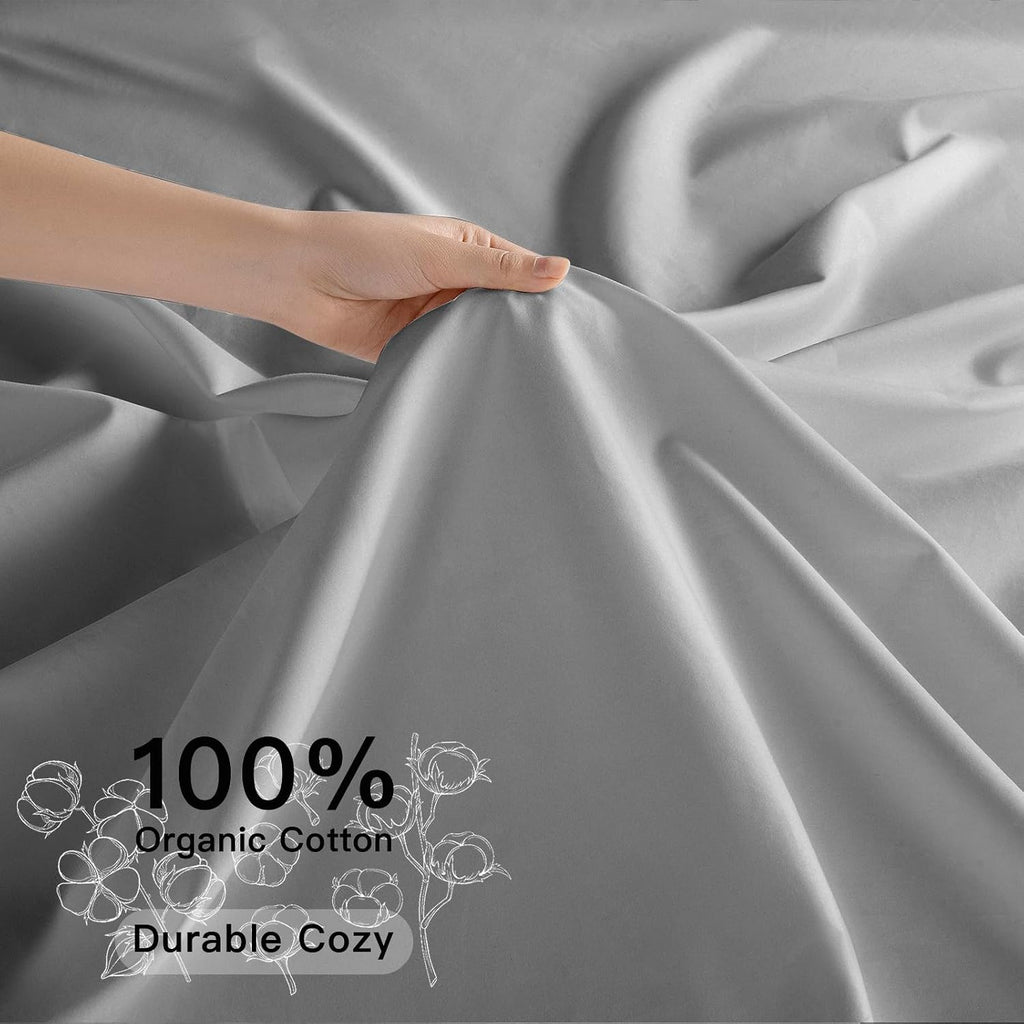 100% Egyptian Cotton 1200 Thread Count Sheets Set,Queen Size Bed Sheet 4 Piece Sets,16 inches Deep Pocket,All Season,Bedding Super Soft (Grey)