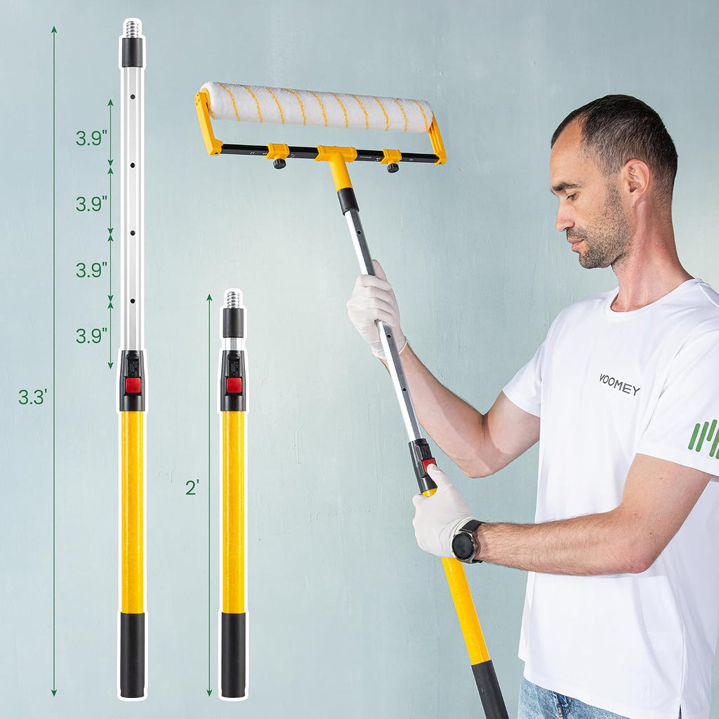VOOMEY 28PC 18 Inch Paint Roller Kit, Paint Bucket,18' Paint Tray, 4 Inch Foam Paint Roller with 40 Inch Extension Pole,Ideal for Fast Large Area Painting Room and Small Area Detail Painting
